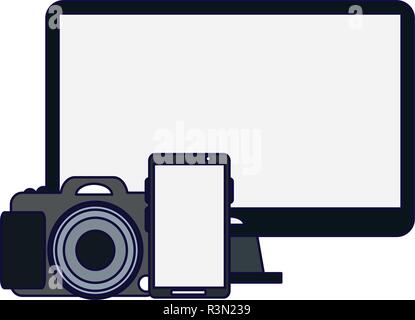 Smartphone and smartwatch with apps Stock Vector