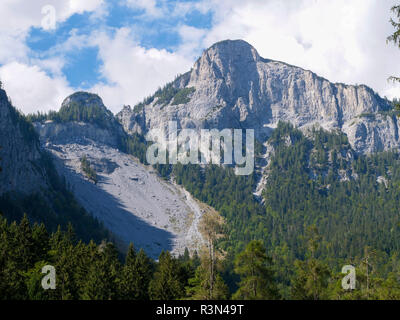 a big rock wall in the swiss mountains Stock Photo