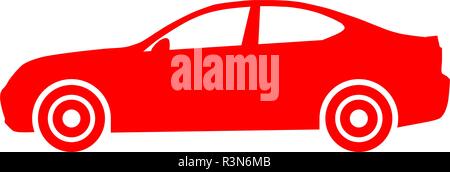 Car symbol icon - red, 2d, isolated - vector illustration Stock Vector