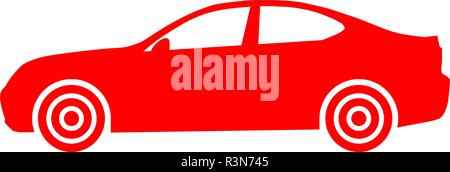 Car symbol icon - red, 2d, isolated - vector illustration Stock Vector
