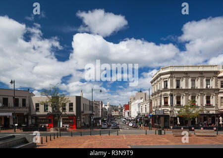 New Zealand, South Island, Otago, view down Stuart Street from the Octagon Stock Photo