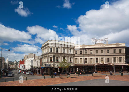 New Zealand, South Island, Otago, view down Stuart Street from the Octagon Stock Photo