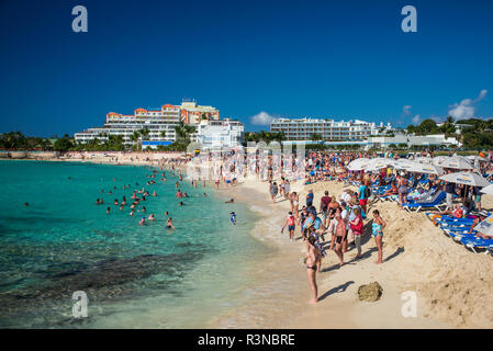Maho Beach, St Maarten, Caribbean - 17 January 2026: Panoramic view of