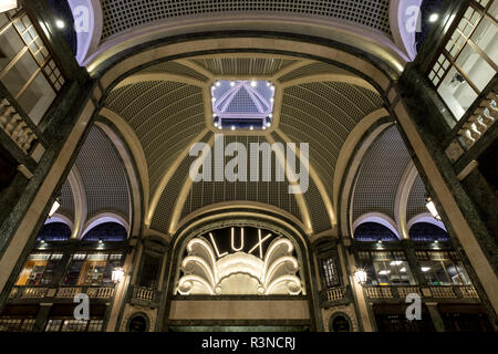 Turin Italy. Lux Cinema in art deco style, high-end shopping mall, Galleria San Federico.