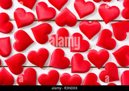 Red hearts pattern on white background. Top view Stock Photo