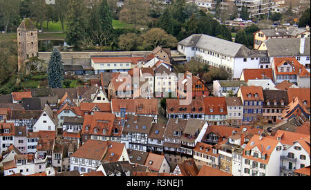 gerberbachviertel and blue hat at the schlosspark in weinheim Stock Photo