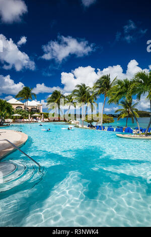 U.S. Virgin Islands, St. Thomas. Great Bay, The Ritz-Carlton swimming pool Stock Photo