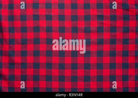 plaid material. Red dark blue cage clothes background Stock Photo