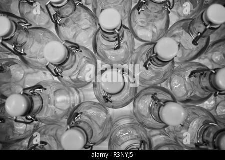 Glas bottles top view, ikea store, sweden Stock Photo
