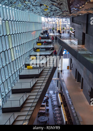 REYKJAVIK, ICELAND-OCTOBER 24, 2018: Interior view   of the Harpa concert hall (conference centre) Stock Photo