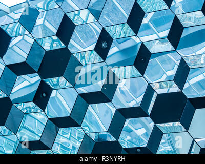 Blue hexagonal futuristic glass structure background (texture) Stock Photo