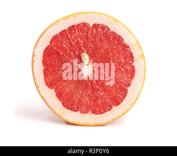 Grapefruit slices isolated on white background close-up Stock Photo