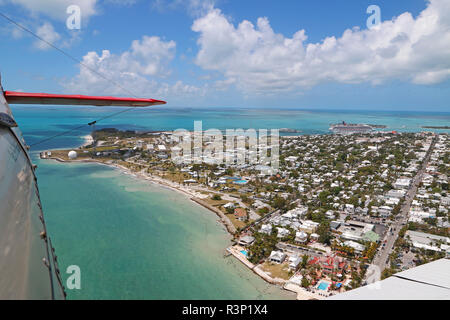 Aerial view of Key West, Florida from biplane Stock Photo