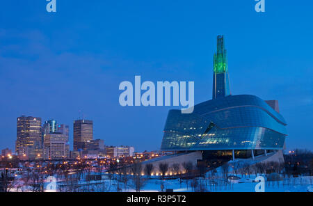 Canada, Manitoba, Winnipeg. Canadian Museum for Human Rights at night. Stock Photo