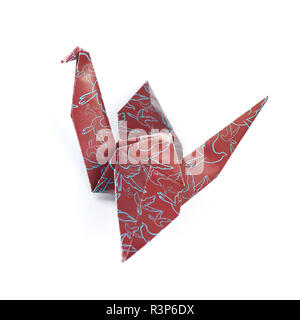 Origami crane isolated on a white background Stock Photo