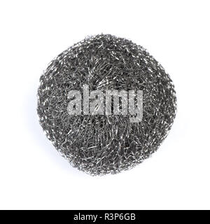 Metal sponge for washing dishes isolated on a white background Stock Photo