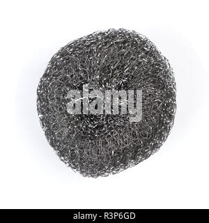 Metal sponge for washing dishes isolated on a white background Stock Photo
