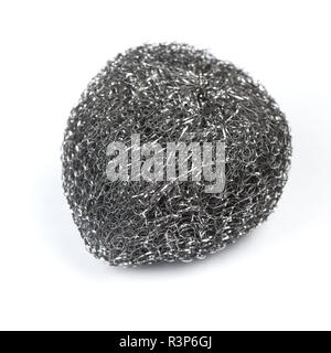 Metal sponge for washing dishes isolated on a white background Stock Photo