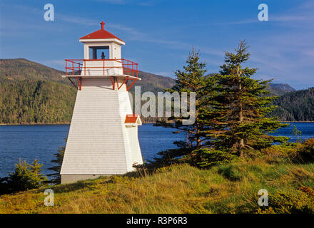 Canada, Newfoundland, Gros Morne National Park. Woody Point Lighthouse. Stock Photo