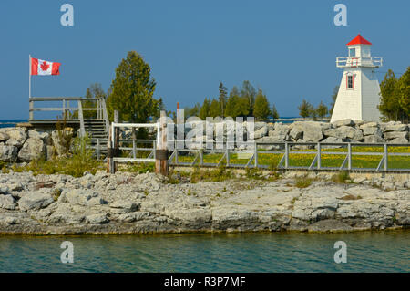 Canada, Ontario, South Baymouth. Lighthouse on Lake Huron. Stock Photo
