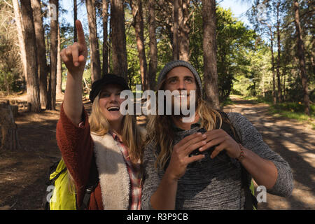Couple camping in the forest Stock Photo