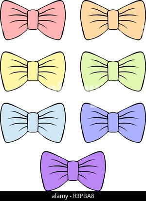 children's illustration. costume butterfly. Set of vector gentle bows with contour. pastel bow silhouette for decoration and design. Stock Vector