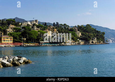 The bay and entrance to Porto Santa Margherita near Portofino Italy Stock Photo
