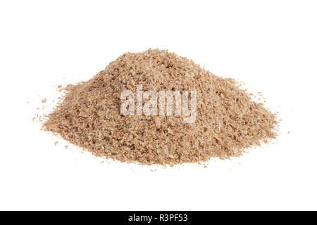 Pile of wheat bran isolated on white background Stock Photo
