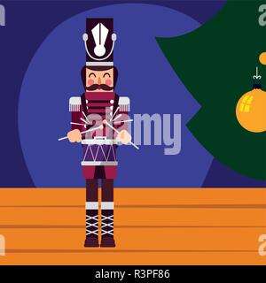 Christmas nutcracker icon over colorful background, vector illustration Stock Vector