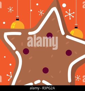 star cookie icon over orange background, vector illustration Stock Vector