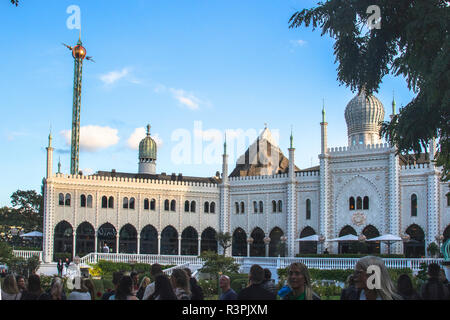 Likeness to the Taj Mahal at Tivoli Gardens amusement Park in Copenhagen Stock Photo