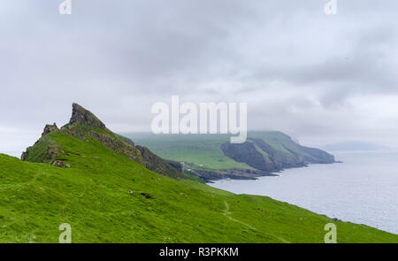 Island Mykines, Seen From Mykinesholmur, Part Of The Faroe Islands In The North Atlantic. Denmark Stock Photo