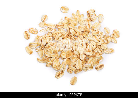 oat flakes isolated on white background. Top view Stock Photo