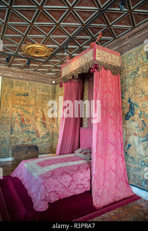 Catherine de Medici's bedroom, Chateau de Chenonceau, Chenonceaux,, France Stock Photo