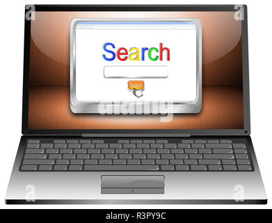 Laptop with Internet Search engine browser window Stock Photo