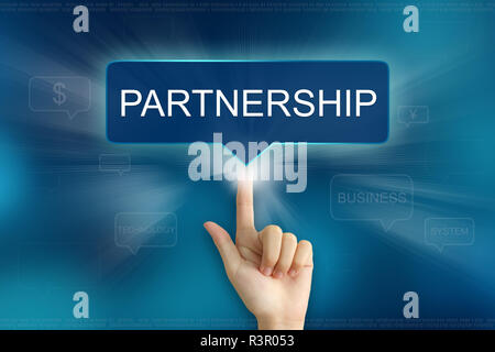 hand clicking on partnership button Stock Photo