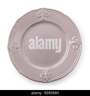 Top view of a ceramic plate isolated on white background Stock Photo