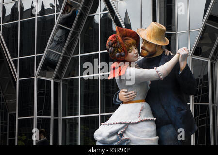 Seward Johnson's sculpture, 'A Turn of the Century,' on display at PPG Place.  The statue, which has been displayed in other cities, is based on an 18 Stock Photo