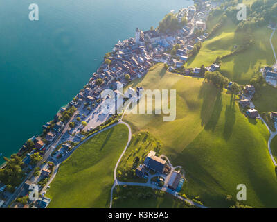 Austria, Salzkammergut, Sankt Wolfgang, Aerial view of Lake Wolfgangsee Stock Photo