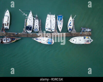 Indonesia, Bali, Aerial view of mooring area and boats Stock Photo