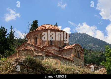 Exterior of Afendiko church, Mystra (Archaeological Site of Mystras, UNESCO World Heritage List, 1989) Stock Photo