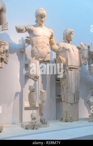 Sculptures from Temple of Zeus, Olympia Museum, Olympia, Greece Stock Photo