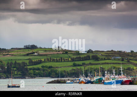 Ireland, County Cork, Union Hall, harbor view with fishing boats Stock Photo