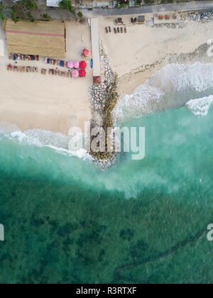 Indonesia, Bali, Aerial view of Pandawa beach, jetty Stock Photo