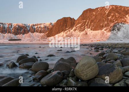 Unstad Beach, island Vestvagoy. The Lofoten islands in northern Norway during winter. Scandinavia, Norway Stock Photo