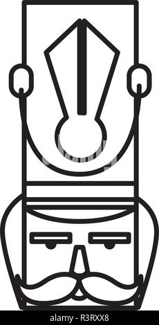 nutcracker toy icon over white background, vector illustration Stock Vector