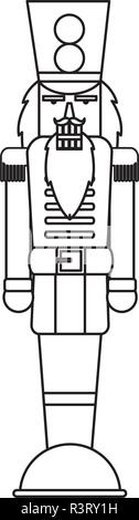 nutcracker toy icon over white background, vector illustration Stock Vector