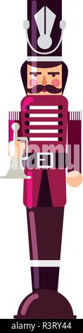 nutcracker toy icon over white background, vector illustration Stock Vector