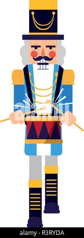 nutcracker toy icon over white background, vector illustration Stock Vector