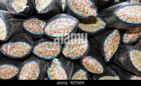 Group of multicolored  electric cables abstract background Stock Photo